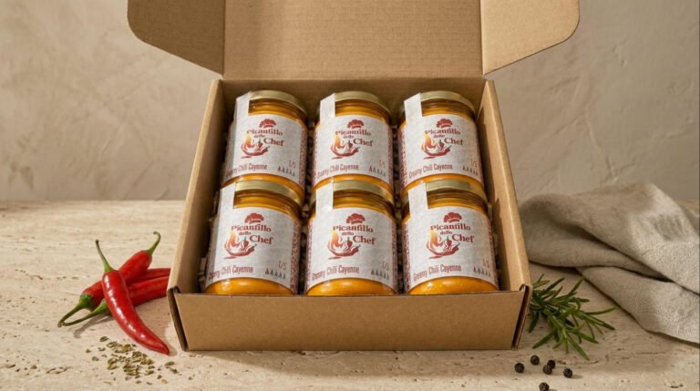 Box XXL con 6 vasetti di crema piccante Cayenne Soft Picantillo dello Chef